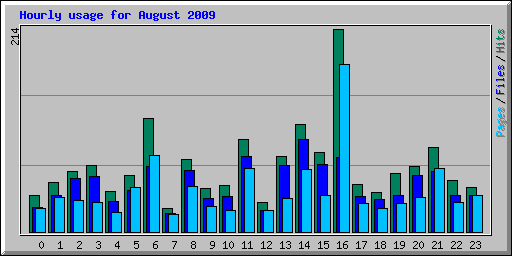 Hourly usage for August 2009